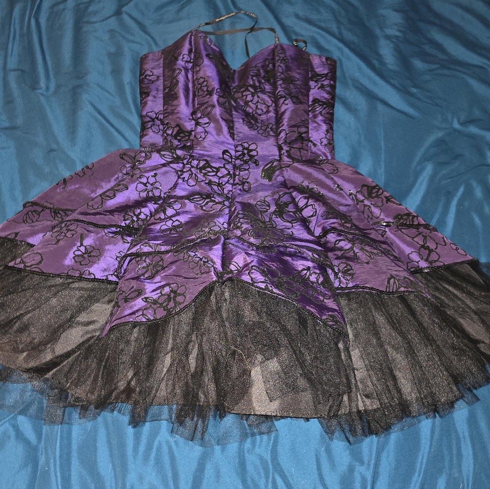 Masquerade Purple and Black Short Formal Dress